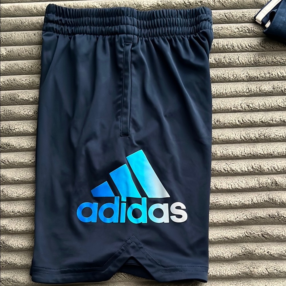 Adidas Blue Performance Shorts Elastic Waist Lightweight